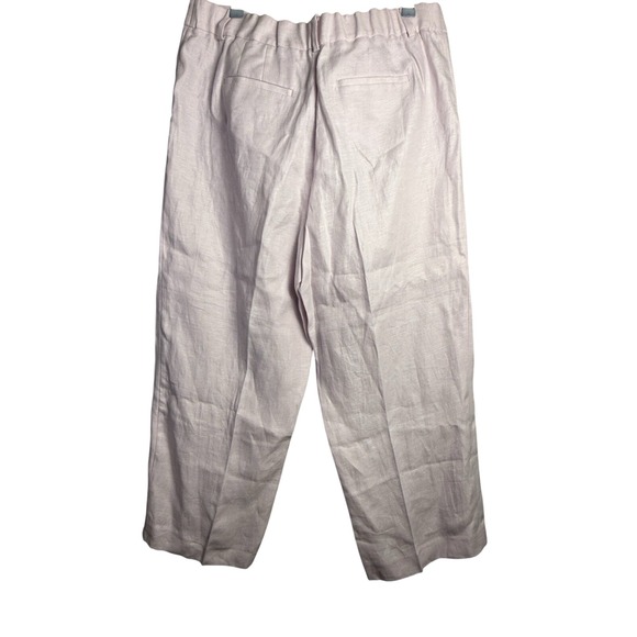 NWT TALBOTS 100% Linen Wide Leg High Rise Cropped Pink Pants Trousers Size 14/XL - Picture 2 of 5